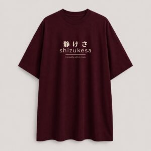 静けさ | Shizukesa - Oversized Tee - Burgundy